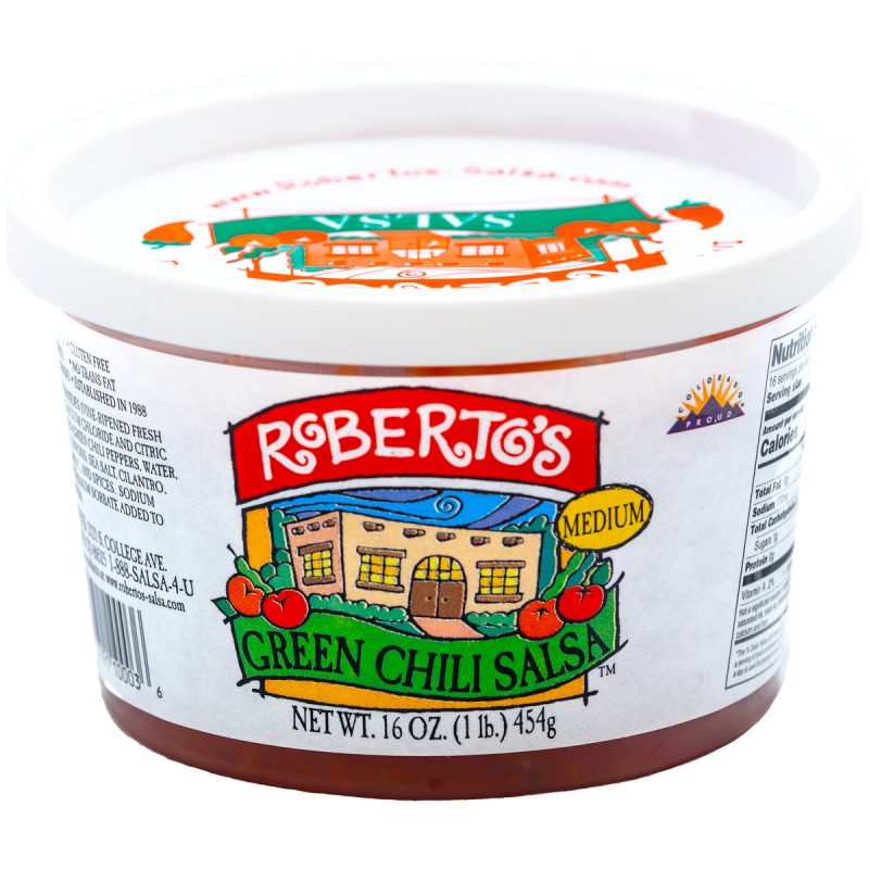 This Roberto's organic mild green chili salsa is red in color but homemade in colorado within the high rocky mountains by the Roberto's family. This salsa is medium and not too spicy or hot. 8 ounce jar.