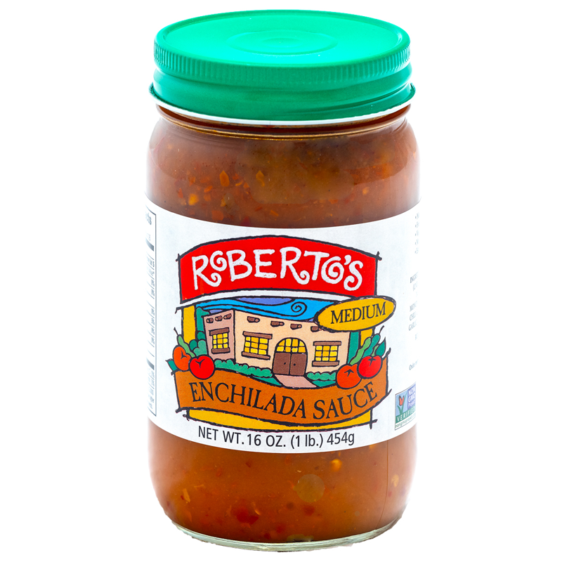 Roberto's organic homemade enchilada salsa sauce is made with fresh ingredients in the high rocky mountains of colorado. It is medium spicy but not too hot. Perfect for enchilada recipes. 16 ounce jar.